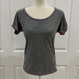 Soft as a Grape Heather Grey and Pink Women's Short Sleeve Tee Tshirt NWOT
